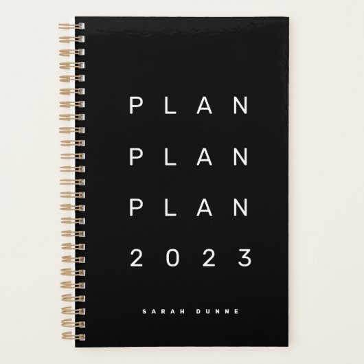 Trendy 2023 Modern Black Maandelijks niet-gedateer Planner (Voorkant)