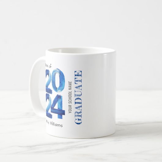 Trendy 2024 Afstuderen Gift Blue Koffiemok (Voorkant links)