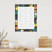 Trendy 2025 Houtskool Wilde Bloemen 12 Maanden Age Poster (Keuken)