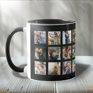 Trendy 24 vierkante fotocollage aandenken mok