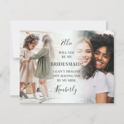 Trendy 2 foto word je mijn Bridesmaid? Voorstel (Voorkant)