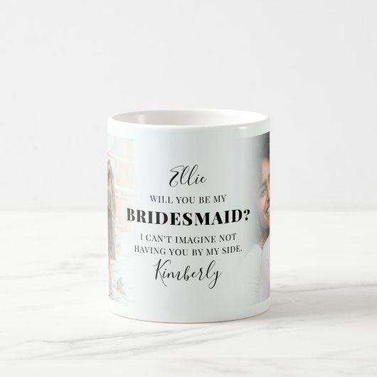 Trendy 2 foto word je mijn Bridesmaid? Voorstel Koffiemok (Center)