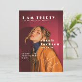 Trendy 30e verjaardag uitnodiging met foto (Staand voorkant)