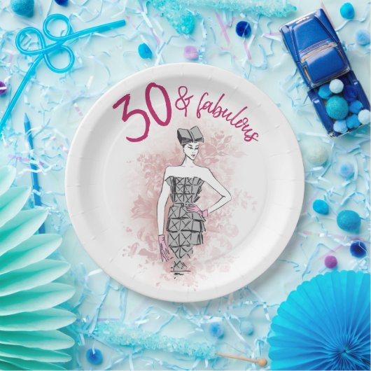 Trendy 30th Birthday Illustration Papieren Bordje (Feest)