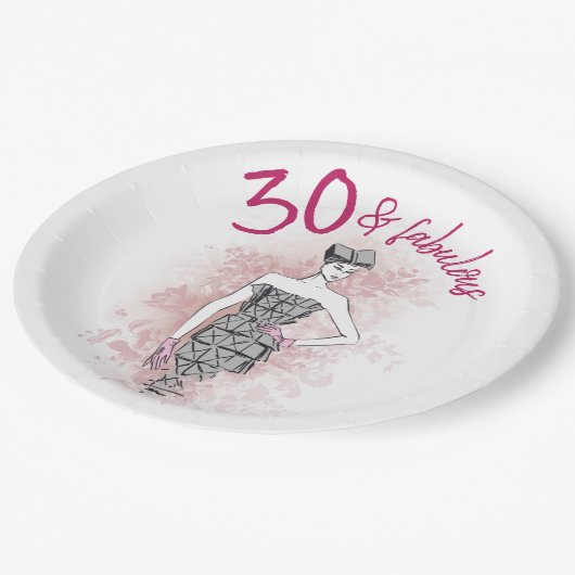 Trendy 30th Birthday Illustration Papieren Bordje (Gekanteld)