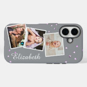 Trendy 3-afbeelding grijs w / Harten Case-Mate iPhone Case (Achterkant (horizontaal))