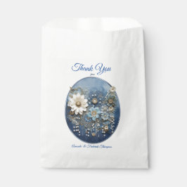 Trendy 3-D Blue Denim Print met kostuum sieraden Bedankzakje