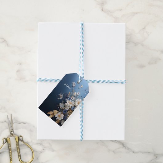 Trendy 3-D Blue Denim Print met kostuum sieraden Cadeaulabel (Met Touw)