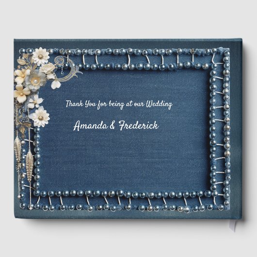 Trendy 3-D Blue Denim Print met kostuum sieraden Gastenboek (Achterkant)