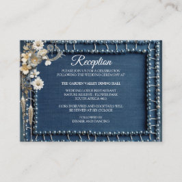 Trendy 3-D Blue Denim Print met kostuum sieraden Informatiekaartje