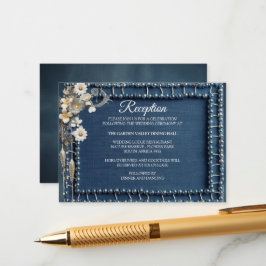 Trendy 3-D Blue Denim Print met kostuum sieraden Informatiekaartje