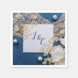 Trendy 3-D Blue Denim Print met kostuum sieraden Servet