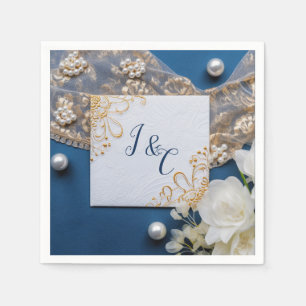 Trendy 3-D Blue Denim Print met kostuum sieraden Servet