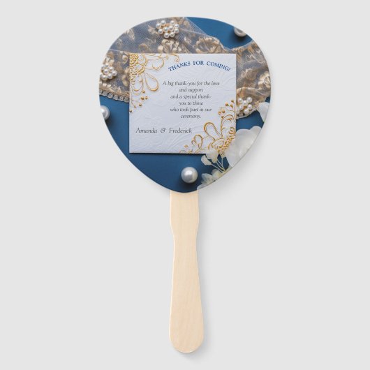 Trendy 3-D Denim Print met Kostuum Sieraden Handwaaier (Achterkant)