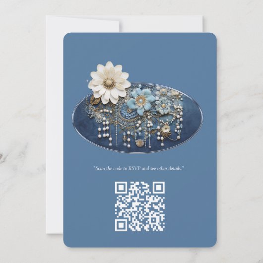 Trendy 3-D Denim Print met Kostuum Sieraden Kaart (Achterkant)