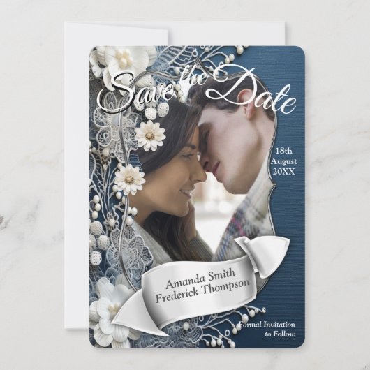 Trendy 3-D Denim Print met Kostuum Sieraden Kaart (Voorkant)