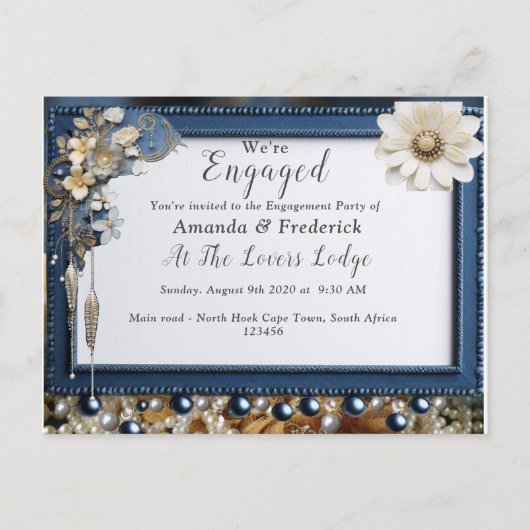 Trendy 3-D Denim Print met Kostuum Sieraden Uitnodiging Briefkaart (Voorkant)