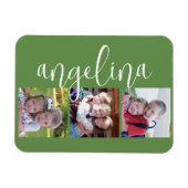 Trendy 3 foto collage aangepaste monogram magneet (Horizontaal)