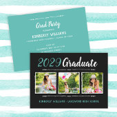 Trendy 3 Foto Collage Graduation Party Invitation Kaart