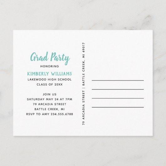 Trendy 3 Foto Collage Graduation Party Invitation Uitnodiging Briefkaart (Achterkant)