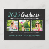 Trendy 3 Foto Collage Graduation Party Invitation Uitnodiging Briefkaart (Voorkant)