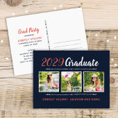 Trendy 3 Foto Collage Graduation Party Invitation Uitnodiging Briefkaart