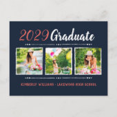 Trendy 3 Foto Collage Graduation Party Invitation Uitnodiging Briefkaart (Voorkant)