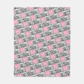 Trendy 3 Foto Collage Gray Pink Monogram Fleece Deken (Voorkant)