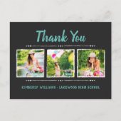 Trendy 3 fotocollage Afstuderen dank u Briefkaart (Voorkant)