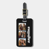 Trendy 3 foto's en Chunky Naam - Zwart Bagagelabel