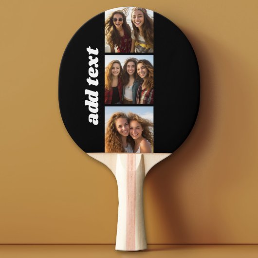 Trendy 3 foto's en Chunky Naam - Zwart Tafeltennisbatje