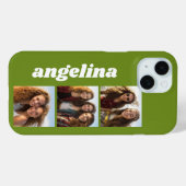 Trendy 3 foto's en naam - avocado groen Case-Mate iPhone case (Achterkant (horizontaal))