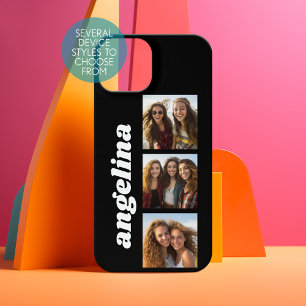 Trendy 3 Foto's en naam - kan Zwart veranderen iPhone 15 Case