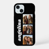 Trendy 3 Foto's en naam - kan Zwart veranderen iPhone 15 Case (Achterkant)