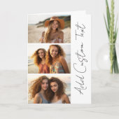 Trendy 3 foto's zwart-wit moderne script naam kaart (Voorkant)