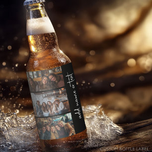 Trendy 3 Foto's zwart-wit moderne scriptnaam Bier Etiket