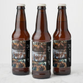 Trendy 3 Foto's zwart-wit moderne scriptnaam Bier Etiket (Flessen)