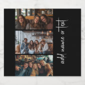 Trendy 3 Foto's zwart-wit moderne scriptnaam Bier Etiket (Enkel label)