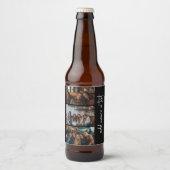Trendy 3 Foto's zwart-wit moderne scriptnaam Bier Etiket (Voorkant)