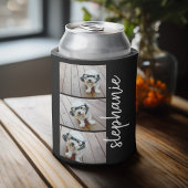 Trendy 3 Foto's zwart-wit moderne scriptnaam Blikjeskoeler