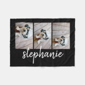 Trendy 3 Foto's zwart-wit moderne scriptnaam Fleece Deken (Voorkant (Horizontaal))