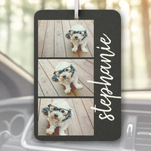 Trendy 3 Foto's zwart-wit moderne scriptnaam Luchtverfrisser