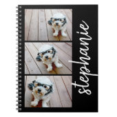 Trendy 3 Foto's zwart-wit moderne scriptnaam Notitieboek (Voorkant)