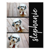 Trendy 3 Foto's zwarte witte moderne scriptnaam Foto Afdruk (Voorkant)