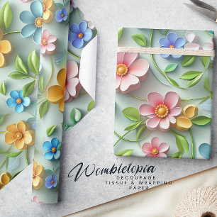Trendy 3D Floral Daises   Moderne Kleurrijke Girly Cadeaupapier