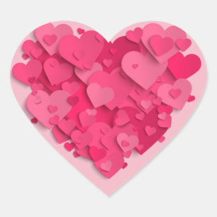 Trendy 3D roze hart Sticker
