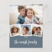 Trendy 4 Foto Collage Script Naam Briefkaart (Voorkant)