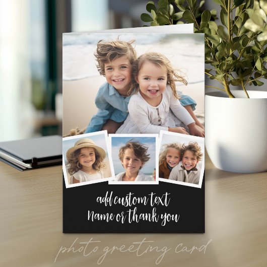 Trendy 4 Foto Collage Script Naam Kaart