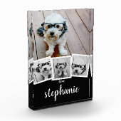 Trendy 4 foto Collage Script Naam Wit Zwart (Links)