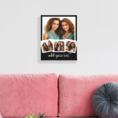 Trendy 4 Foto Collage Script Naam Wit Zwart Canvas Afdruk (Insitu (Woonkamer))
